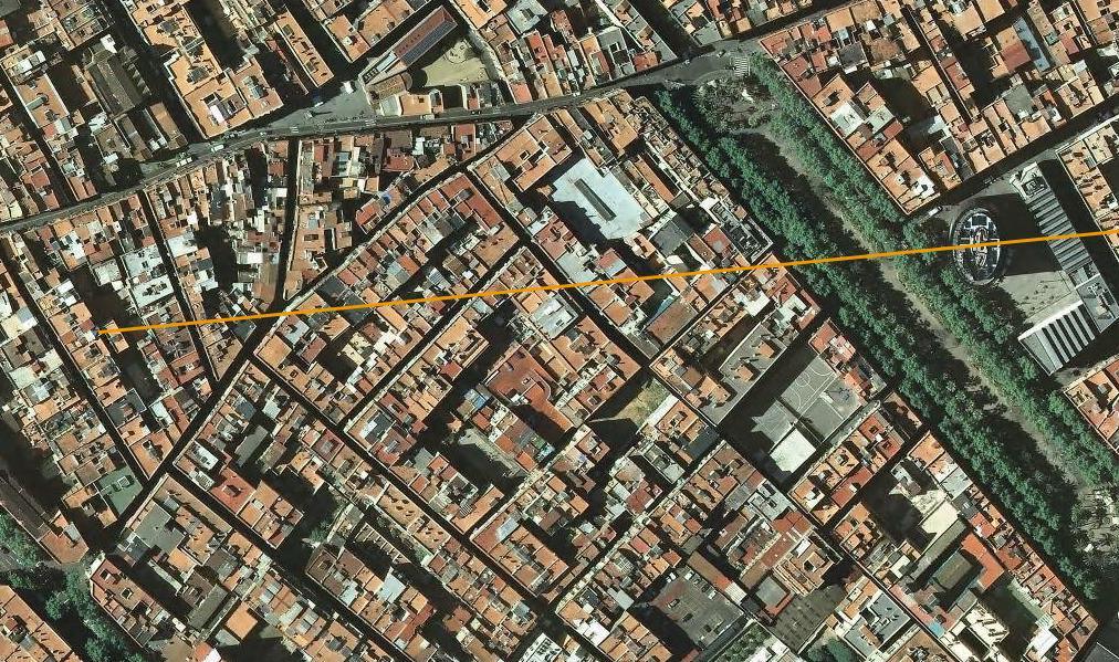 Trajectory of sunbeam at 7:39 every September 8